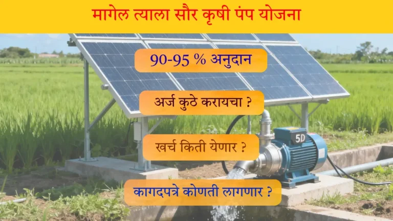 Magel Tyala Saur Krushi Pump Yojana (मागेल त्याला सौर कृषी पंप योजना) – Farmers using solar water pumps and solar panels under 90% subsidy scheme by Maharashtra government.